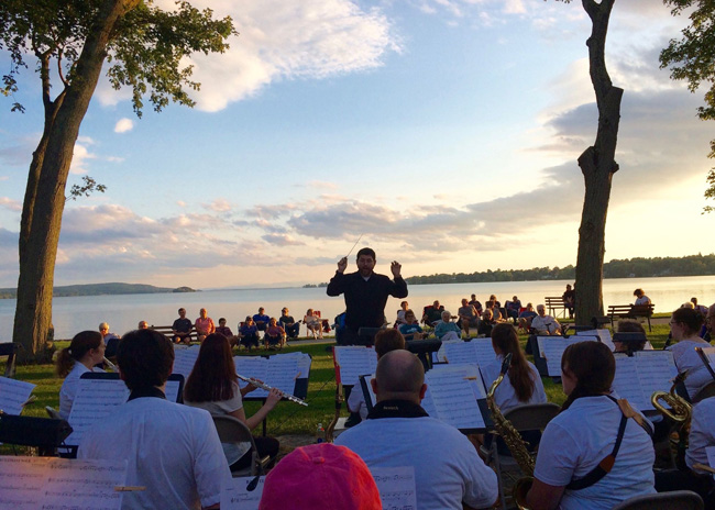 The band playing on the beach at St. Albans Bay